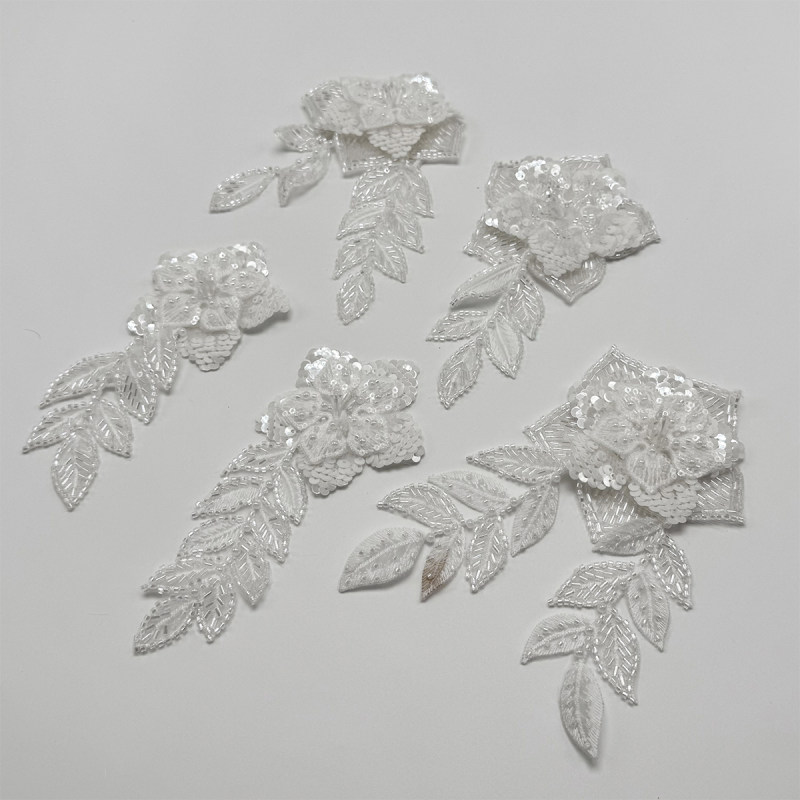 GCW-DH036 Bridal Beaded Lace Applique for Wedding Dress Veil and Gown